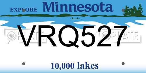 VRQ527 Minnesota License Plate