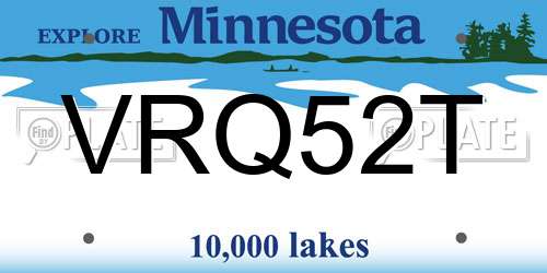 VRQ52T Minnesota License Plate