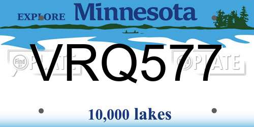 VRQ577 Minnesota License Plate