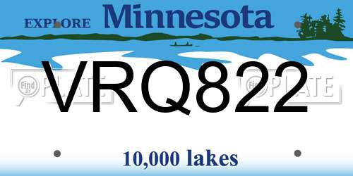 VRQ822 Minnesota License Plate