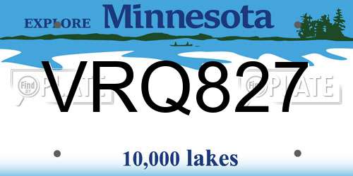 VRQ827 Minnesota License Plate