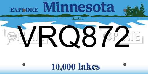 VRQ872 Minnesota License Plate