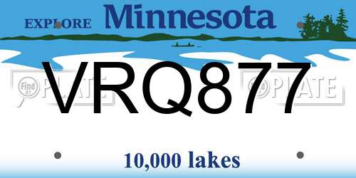VRQ877 Minnesota License Plate