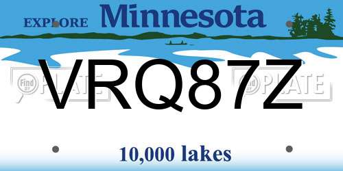 VRQ87Z Minnesota License Plate
