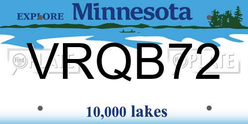 VRQB72 Minnesota License Plate