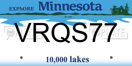 VRQS77 Minnesota License Plate