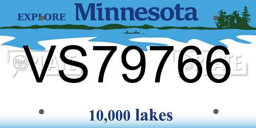 VS79766 Minnesota License Plate