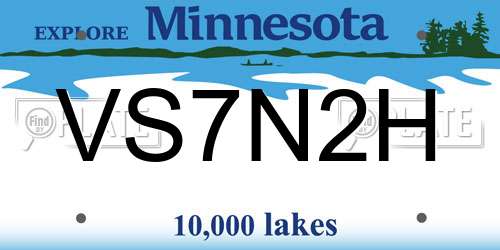 VS7N2H Minnesota License Plate