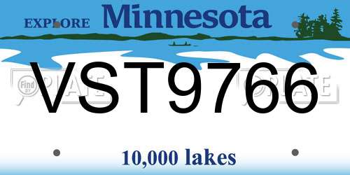 VST9766 Minnesota License Plate