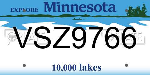 VSZ9766 Minnesota License Plate