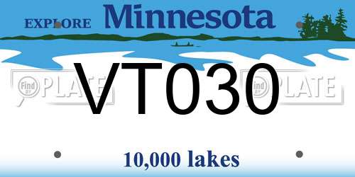 VT030 Minnesota License Plate