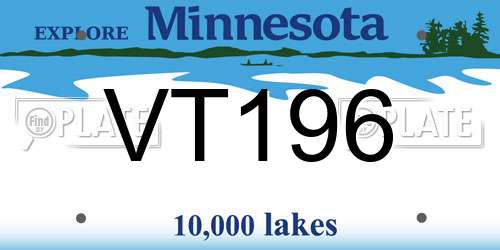 VT196 Minnesota License Plate