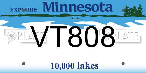 VT808 Minnesota License Plate