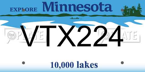 VTX224 Minnesota License Plate