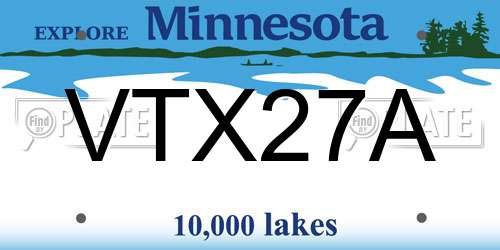 VTX27A Minnesota License Plate
