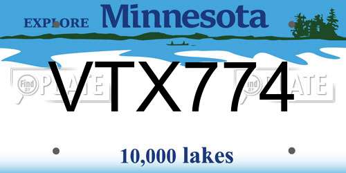 VTX774 Minnesota License Plate