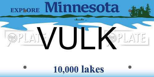 VULK Minnesota License Plate