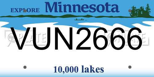 VUN2666 Minnesota License Plate
