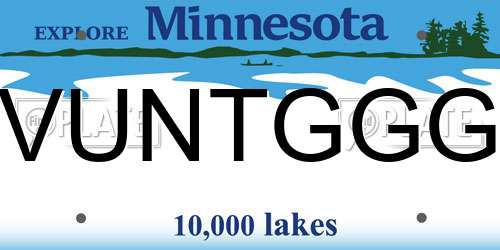 VUNTGGG Minnesota License Plate