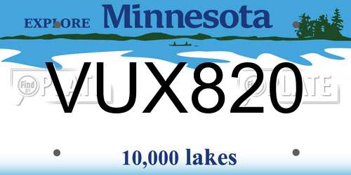 VUX820 Minnesota License Plate