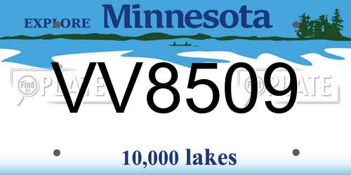 VV8509 Minnesota License Plate