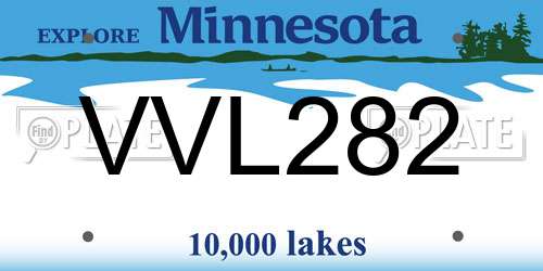 VVL282 Minnesota License Plate