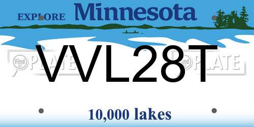 VVL28T Minnesota License Plate