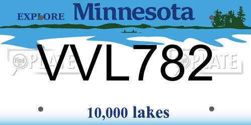 VVL782 Minnesota License Plate