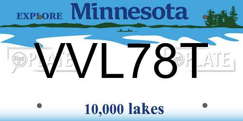 VVL78T Minnesota License Plate