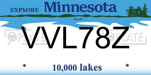 VVL78Z Minnesota License Plate