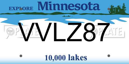 VVLZ87 Minnesota License Plate