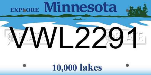 VWL2291 Minnesota License Plate