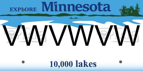 VWVWVW Minnesota License Plate