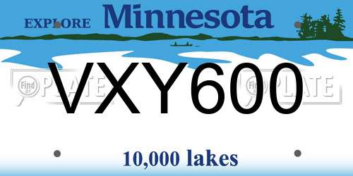 VXY600 Minnesota License Plate