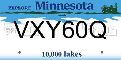 VXY60Q Minnesota License Plate