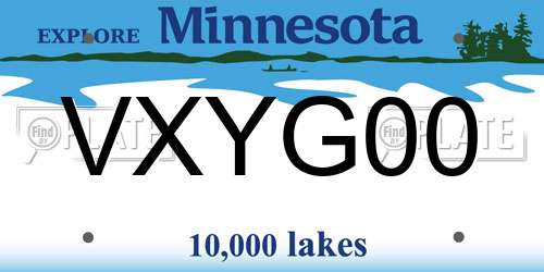 VXYG00 Minnesota License Plate