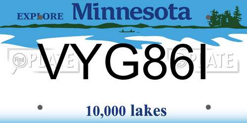 VYG86I Minnesota License Plate