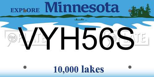 VYH56S Minnesota License Plate