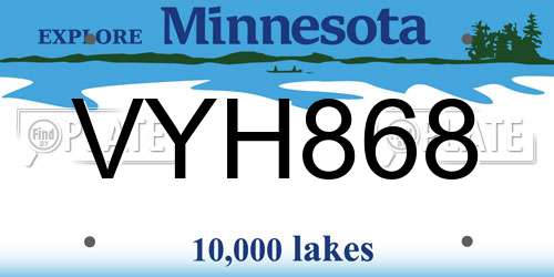 VYH868 Minnesota License Plate