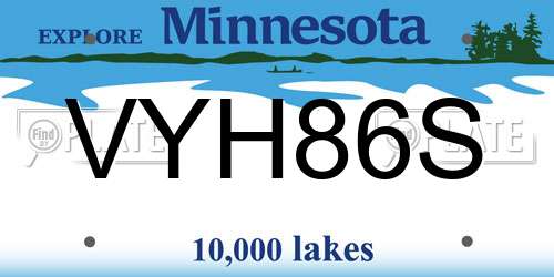 VYH86S Minnesota License Plate