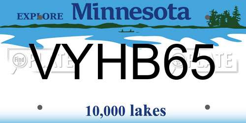 VYHB65 Minnesota License Plate