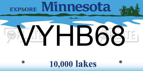 VYHB68 Minnesota License Plate