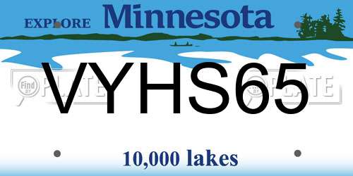 VYHS65 Minnesota License Plate