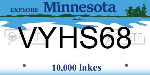 VYHS68 Minnesota License Plate