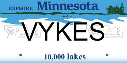 VYKES Minnesota License Plate