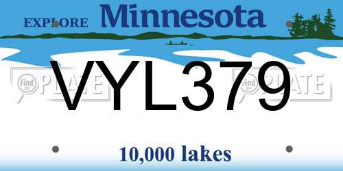 VYL379 Minnesota License Plate