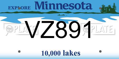 VZ891 Minnesota License Plate