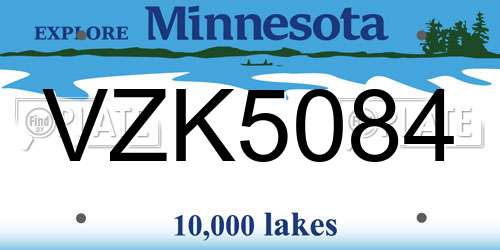 VZK5084 Minnesota License Plate