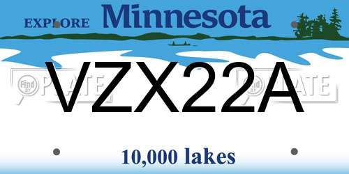 VZX22A Minnesota License Plate