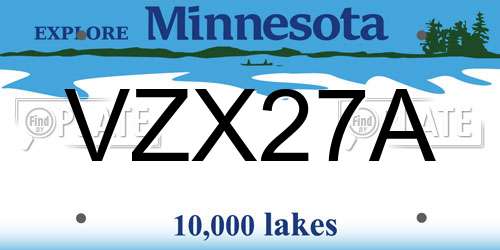 VZX27A Minnesota License Plate